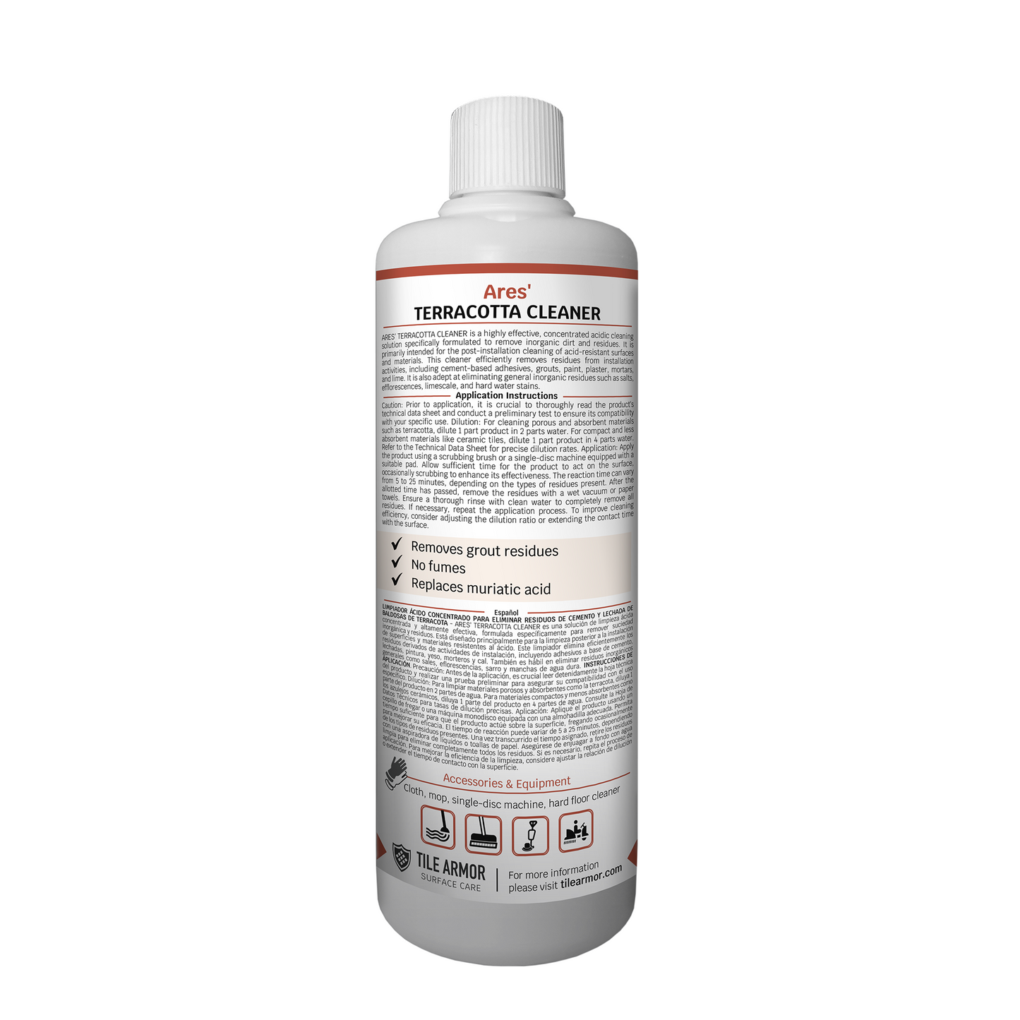 Ates Terracotta Tile Cleaner Back Bottle Image