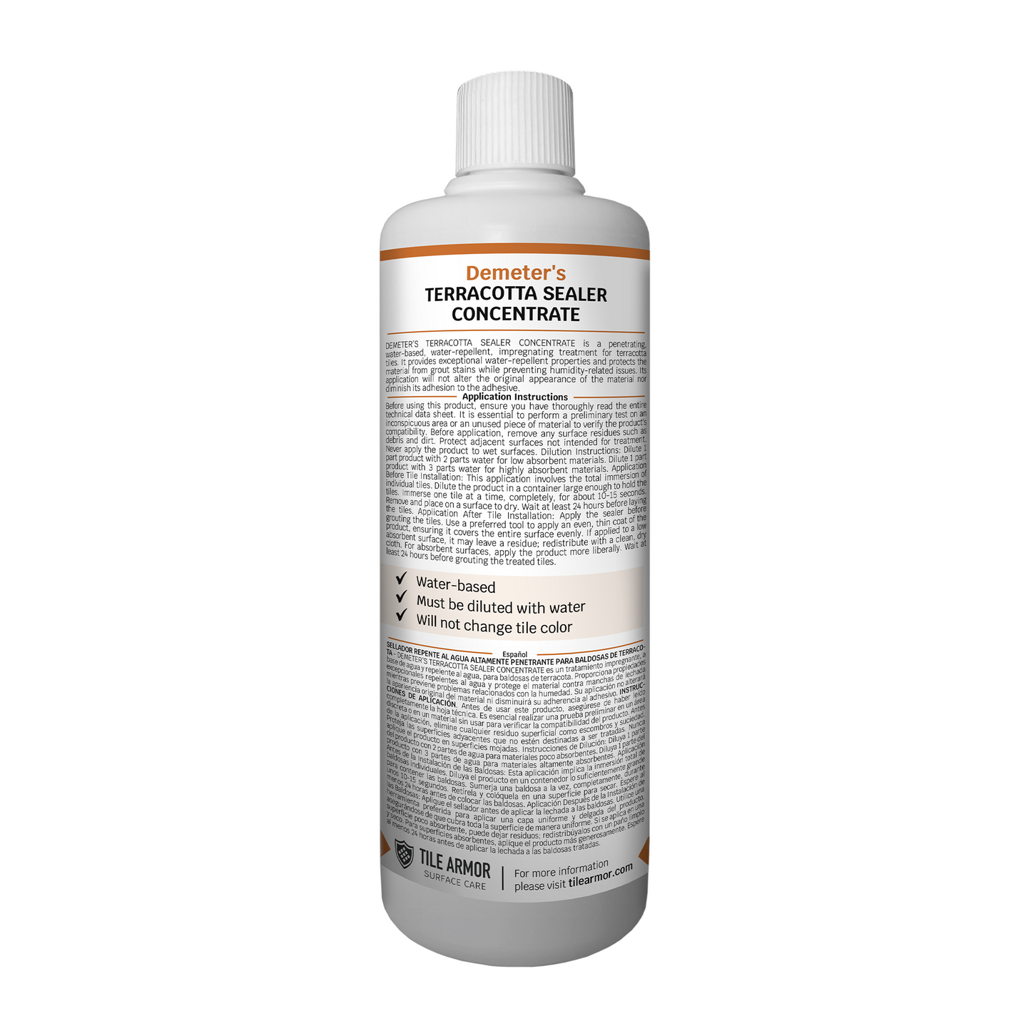 Demerter's Terracotta Tile Sealer Concentrate Back Bottle Image